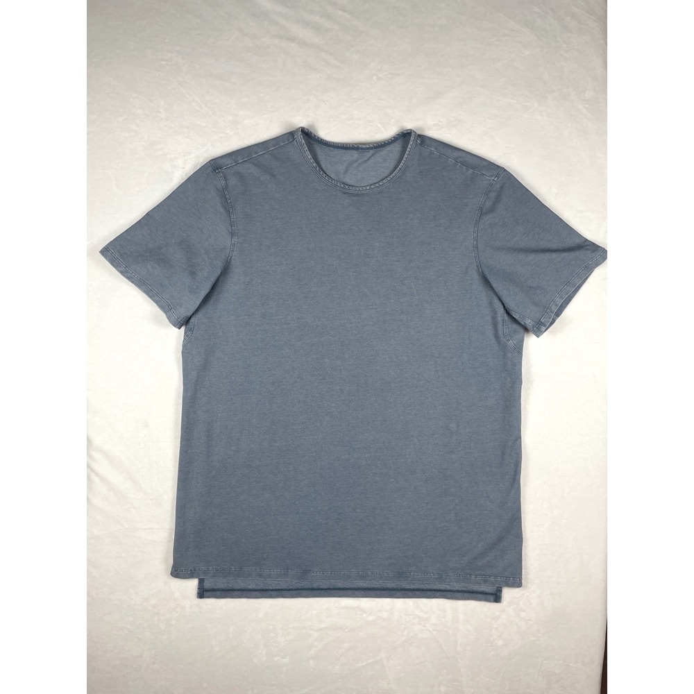 Lululemon Men Blue Short Sleeve T-Shirt Crew Neck Stonewash Denim Loose Fit L/XL
